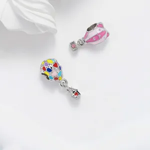 Ciondoli in Lega Smaltata a Mongolfiera Con Pendente a Casa in Strass Accessori per Braccialetti DIY Gioielli Donna Regalo