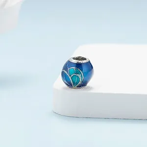 Charm a farfalla serie oceano in smalto blu argento per bracciali gioielli fai da te