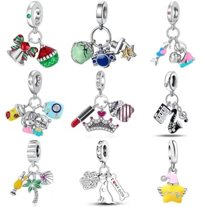 DIY Alloy Enamel Charms For Bracelet Necklace Jewelry Making Accessories With Christmas Music Travel Pet Makeup Star Theme Zirconia Pendants