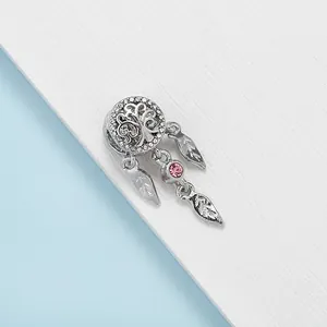 Alloy Dreamcatcher Tree Of Life Charms With Zirconia Inlay Hollow Out Dangle Pendants For DIY Jewelry Making Accessories