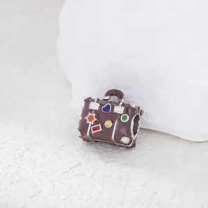 Pendentif en Alliage Vintage Forme de Valise Sac de Voyage Émail Perles Pour DIY Bracelet Bijoux Fabrication Accessoires