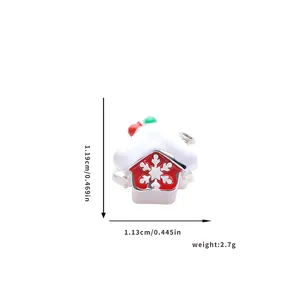 Christmas red house charm bead with white snowflakes and enamel snow on top for bracelets