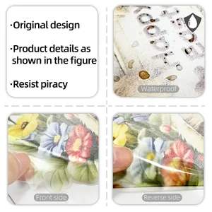 Autocollants floraux imperméables avec lettrage Happy et fleurs colorées pour déco