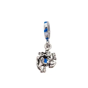 Pendentif pégase de manège en argent avec émail bleu pour bracelets de bricolage