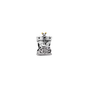 Vintage carousel bead charm in silver finish with yellow accents for DIY jewelry bracelets