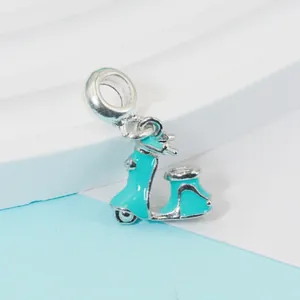 Sky Blue Enamel Retro Scooter Charm Alloy Miniature Moped Pendant For DIY Bracelet Necklace Jewelry Making Women Girls