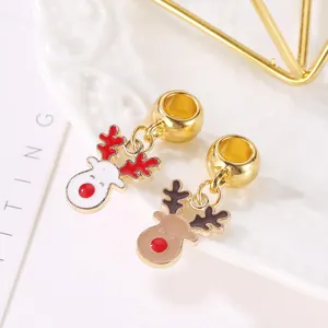 Pendentif renne de Noël plaqué or avec émail pour accessoires de bijoux DIY