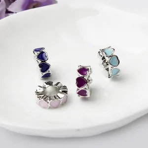 Alloy Heart Shaped Spacer Bead Charm For DIY Jewelry Making Sweet Enamel Heart Bead For Bracelet Necklace Making Women