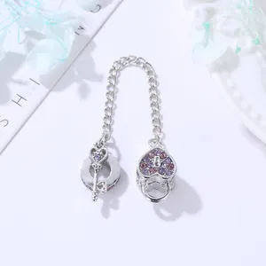 Catena di sicurezza a cuore con cristalli viola per bracciali fai-da-te argento