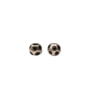 Soccer ball charms for DIY bracelets, silver metal with black enamel football pattern