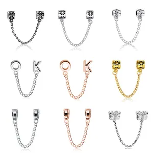 Legierung Strass Sicherheitskette Charms Für Armband DIY Schmuckherstellung Zubehör Schmetterling Herz Blume Design Damen Schmuck