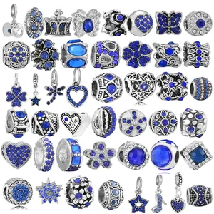 Blue Rhinestone Heart Butterfly Star Alloy Charms For DIY Bracelet Necklace Making Women Jewelry Making Accessories