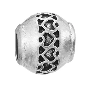 Vintage silver alloy heart-shaped hollow bead accessory for DIY bracelet design