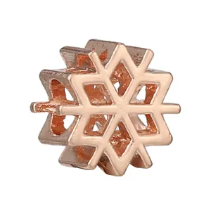 Rose gold hollow star charm with geometric hexagonal design for DIY jewelry bracelets