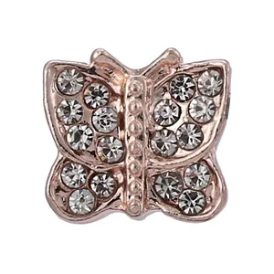 Rose gold butterfly charm with sparkling pavé cubic zirconia for DIY bracelets