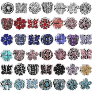 Alloy Rhinestone Butterfly Flower Heart Charms Beads For DIY Jewelry Making Bracelet Necklace Women Accessories