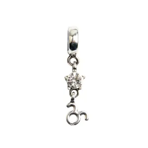Silberner Sternzeichen-Anhänger mit Zirkonia für DIY-Schmuck und Armband-Zubehör