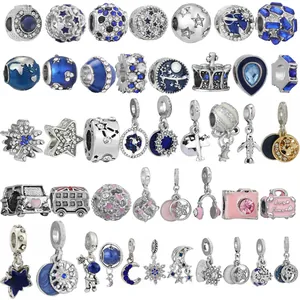 Alloy Enamel Starry Sky Travel Theme Charms Airplane Earth Snowflake Star Moon Heart Pendants For DIY Bracelet Jewelry