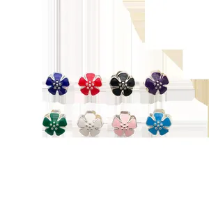 Set of 8 colorful flower charms in antique silver finish for DIY jewelry bracelets