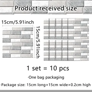 Classic gray marble mosaic wall tiles with 3D texture for bathroom and kitchen decor