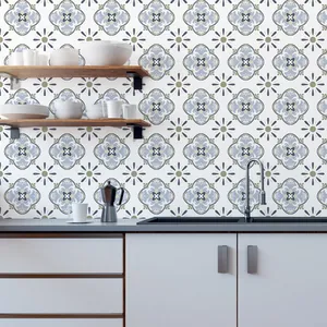 Mandala Floral Geometric Tile Stickers PVC Self Adhesive Waterproof Oil Proof Wall Stickers For Kitchen Bathroom Home Decor