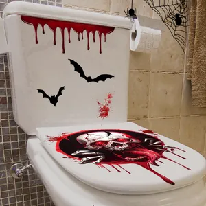Adesivi WC per Halloween con teschio insanguinato, pipistrelli e macchie di sangue