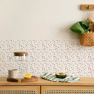 Pegatinas de pared de terrazo minimalista con mosaico de colores para la cocina