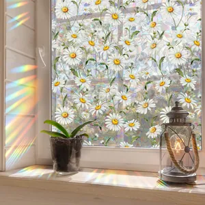 Rainbow window film with daisy patterns and static cling privacy glass decoration