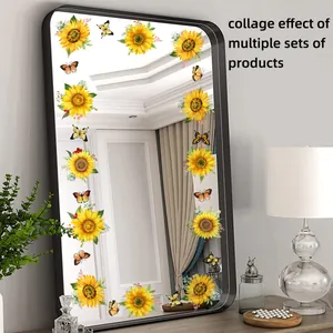 Adesivi per vetri con girasoli e farfalle per decorazione di specchi e finestre casa