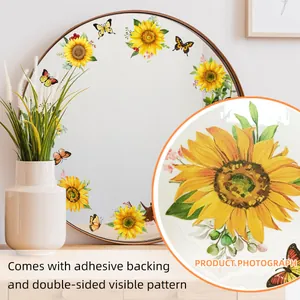 Adesivi da Parete con Girasole e Farfalla Fronte-Retro Autoadesivi in PVC per Specchi Finestre Vetro Decorazione Casa
