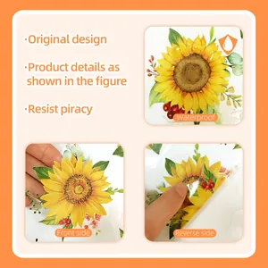 Adesivi per finestre a girasole impermeabili con stampa fronte-retro e design floreale