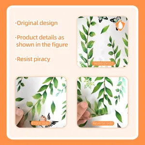 Waterproof green leaf wall sticker with butterfly and bird patterns for home decoration