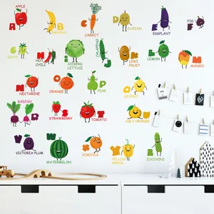 Adesivi murali alfabeto frutta e verdura per decorazione educativa della cameretta