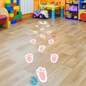 Easter bunny footprints and colorful egg floor stickers set for kids playroom decor