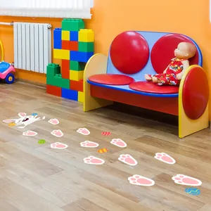 Easter pink bunny and colorful egg floor stickers for kids room wooden floor decor