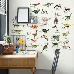 Watercolour dinosaur alphabet wall stickers with A-Z letters for kids bedroom decor