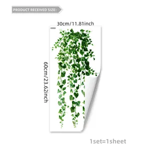 Self-adhesive green ivy plant wall sticker for home glass decor, size 30x60cm