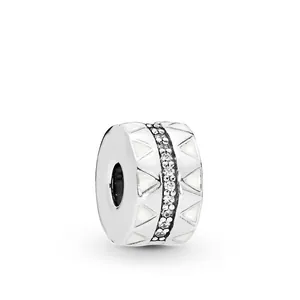 Ciondolo a Perla in Lega Argentata Con Smalto a Triangolo Bianco E Zirconia Per Gioielli Fai Da Te Bracciale Donna Accessorio