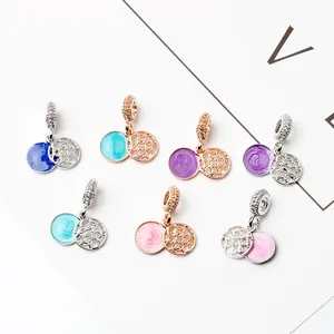 Detailansicht bunter Emaille-Sternanhänger mit Zirkonia-Besatz für DIY-Schmuck