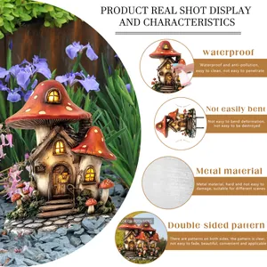 Waterproof double-sided metal mushroom stake for outdoor garden and yard decoration
