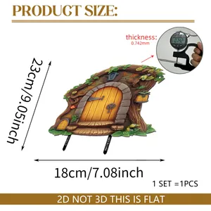 Detailed dimension guide for 2D iron garden plaque showing 18x23cm size and thickness