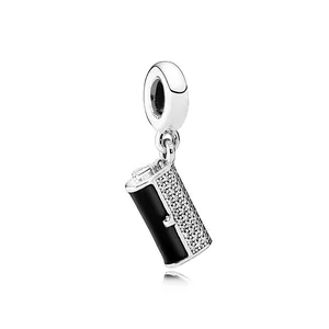 Alloy Enamel Handbag Charm Bead Zirconia Silver Plated Purse Pendant For DIY Bracelet Jewelry Making Women Accessory