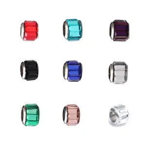 Perles à Grand Trou en Alliage de Cristal Cylindriques Multi-facettes Perles d'Espacement pour Fabrication de Bijoux Bracelet DIY