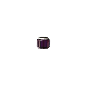 Perle tonneau en cristal violet facetté avec bords en métal argenté pour bijoux