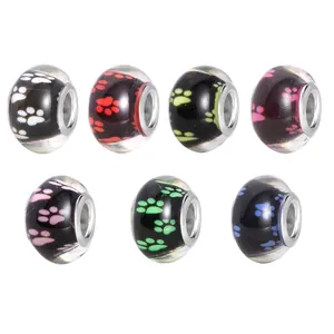 Hars Dierenpoot Afdruk Groot Gat Kralen Cartoon Poot Charm Spacer Kralen Voor DIY Armband Sieraden Maken Accessoire