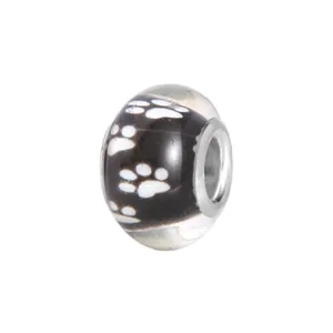 Hars kraal met dierenpootafdruk en metalen kern voor DIY armband maken