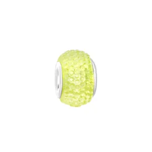 Macro shot of yellow resin large hole charm bead with sparkling texture for DIY bracelets