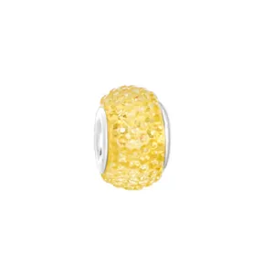 Close-up of yellow crystal resin large hole bead for DIY charm bracelet jewelry making