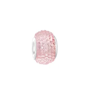 Faceted pink crystal resin large hole bead with silver metal core for DIY bracelets