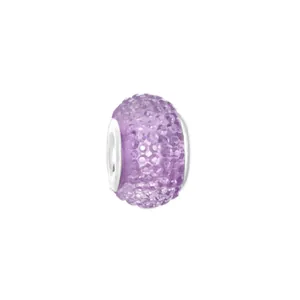 Sparkling purple resin large hole charm bead with crystal finish for DIY bracelet making